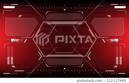 HUD sci-fi interface screen view white circular geometric design virtual futuristic technology creative display on red vector 122117469