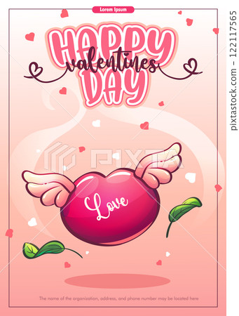 Valentine Day card with a flying heart Valentine Day card with a flying heart 122117565