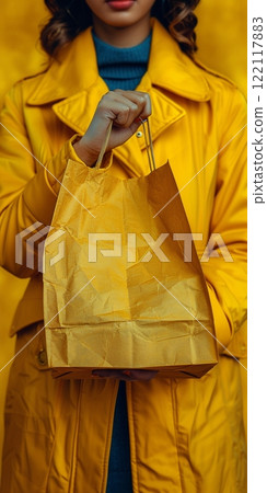 Hand Holding Eco-Friendly Kraft Paper Bag 122117883