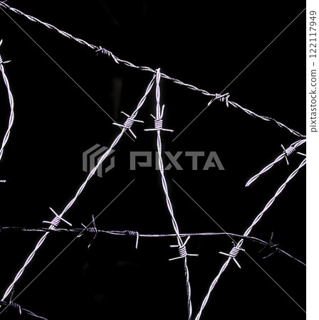 crossed barbed wire crossed barbed wire 122117949