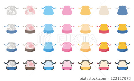 Cute drawstring bag illustration material set 122117973