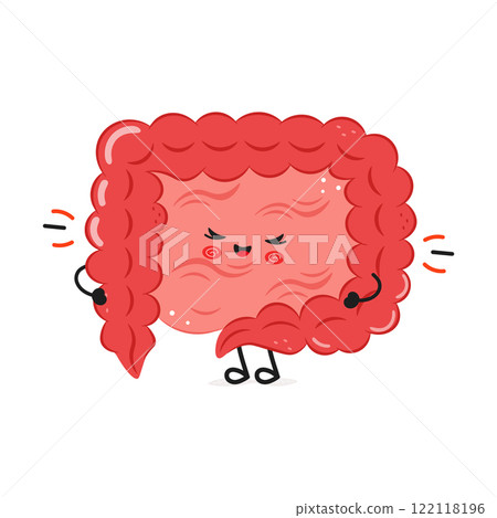 Cute illustration of a dancing intestine with a cheerful expression 122118196
