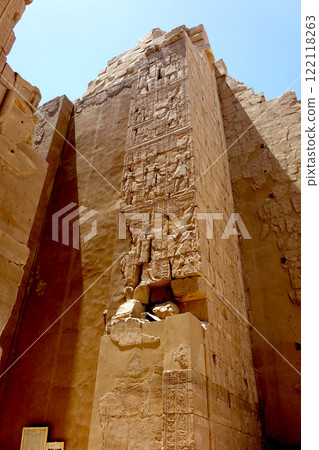 Hieroglyphs and Bas Reliefs at the Ancient Karnak Temple Complex in Egypt 122118263
