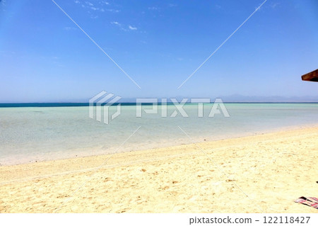 Stunning View of Beach Paradise Island at Giftun Red Sea During a Clear Sunny Day in Hurghada Stunning View of Beach Paradise Island at Giftun Red Sea During a Clear Sunny Day in Hurghada 122118427