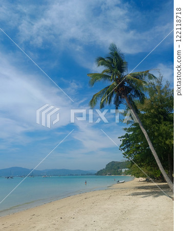 Palm trees and sea at Chana beach, Phuket, Thailand Palm trees and sea at Chana beach, Phuket, Thailand 122118718