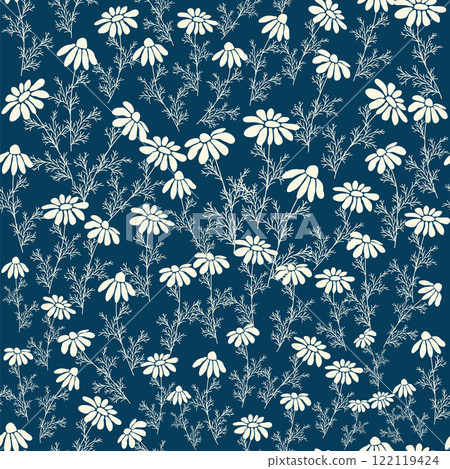 bicolor contour silhouette seamless pattern with flowers and leaves. Abstract floral spring, summer pastel pattern. bicolor contour silhouette seamless pattern with flowers and leaves. Abstract floral spring, summer pastel pattern. 122119424