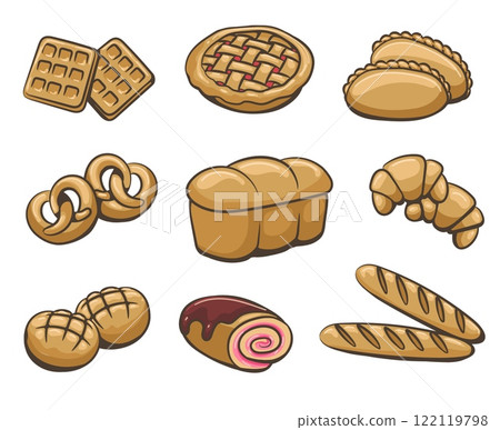 Cartoon bakery products 122119798