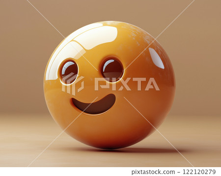 Volumetric smile symbol icon in mocha, gold and beige shades 122120279