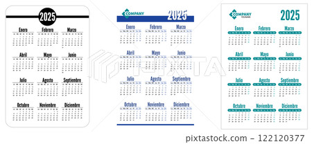 Vertical simple pocket calendar on 2025 year, spanish.. 122120377