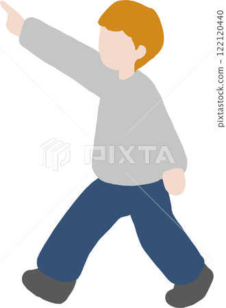 Boy pointing and looking at something 122120440