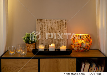 Elegant Home Dcor with Candles and Greenery Elegant Home Dcor with Candles and Greenery 122120816