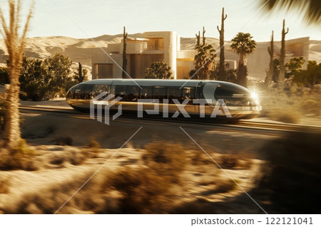 a high-speed futuristic driverless train glides along nature landscape, motion blur effect a high-speed futuristic driverless train glides along nature landscape, motion blur effect 122121041