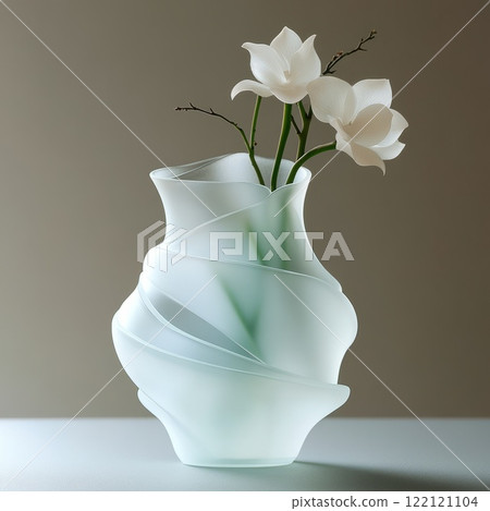 Abstract vase of unusual shape made of frosted glass 122121104