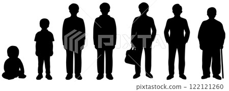 描繪一個人一生各階段的剪影插圖 描繪一個人一生各階段的剪影插圖 122121260
