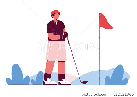 olf player vector illustration. Golf championship, outdoor activity, active lifestyle concept olf player vector illustration. Golf championship, outdoor activity, active lifestyle concept 122121309