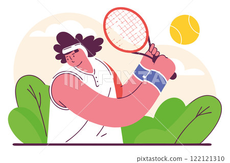 Tennis player vector illustration. Tennis championship, outdoor activity, active lifestyle concept Tennis player vector illustration. Tennis championship, outdoor activity, active lifestyle concept 122121310
