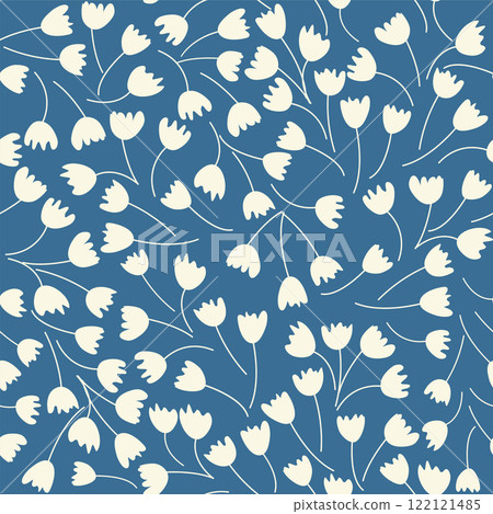 Decorative seamless vintage pattern in classic style with small flowers, ditsy. Silhouettes of flowers, Two-color ornament in pastel colors, wedding Decorative seamless vintage pattern in classic style with small flowers, ditsy. Silhouettes of flowers, Two-color ornament in pastel colors, wedding 122121485