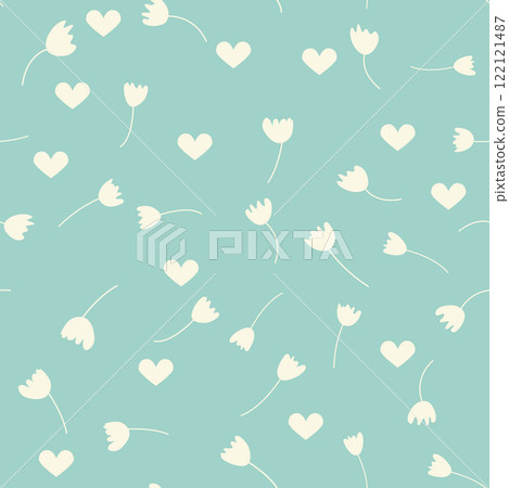 Vintage Decorative seamless pattern in classic style with small flowers, ditsy. Light silhouettes of flowers, two-color ornament shabby chic. 122121487