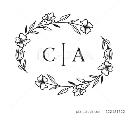 Round flower wedding monogram ornament Round flower wedding monogram ornament 122121522