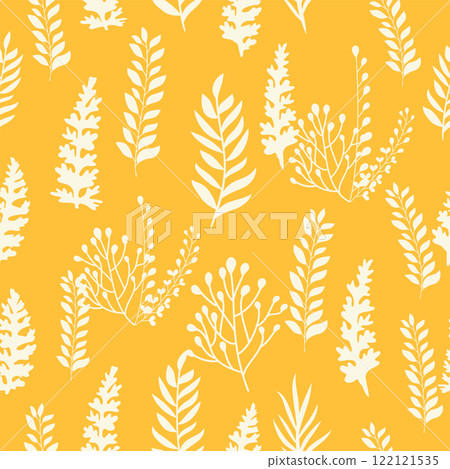 Decorative seamless vintage pattern in classic style with small flowers, ditsy. Silhouettes of flowers, bicolor ornament Decorative seamless vintage pattern in classic style with small flowers, ditsy. Silhouettes of flowers, bicolor ornament 122121535