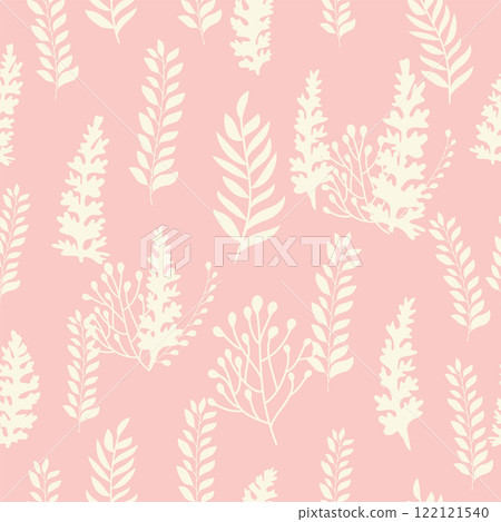 Decorative seamless vintage pattern in classic style with small flowers, ditsy. Silhouettes of flowers, bicolor ornament Decorative seamless vintage pattern in classic style with small flowers, ditsy. Silhouettes of flowers, bicolor ornament 122121540