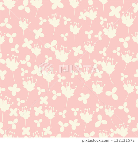bicolor contour silhouette seamless pattern with flowers and leaves. Abstract floral spring, summer pastel pattern. bicolor contour silhouette seamless pattern with flowers and leaves. Abstract floral spring, summer pastel pattern. 122121572