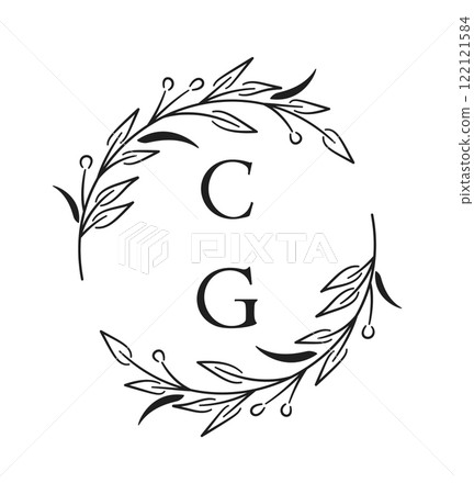 Wedding monogram logo simple circle 122121584