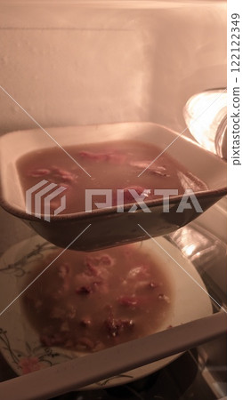 Delicious Chilled Meal Prep Happily Stored in the Refrigerator for Enjoyable Eating 122122349