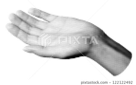 Halftone image of hand. Pop art retro style illustration Halftone image of hand. Pop art retro style illustration 122122492