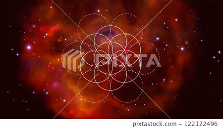 Mystical sacred geometry vector symbol. Spirituality, harmony 122122496