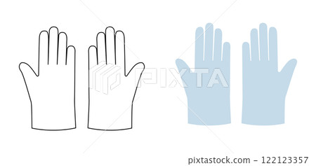 Poly, CPE, TPE Gloves protective hand accessory blue cartoon and flat mockup sketch clothing technical illustration Poly, CPE, TPE Gloves protective hand accessory blue cartoon and flat mockup sketch clothing technical illustration 122123357