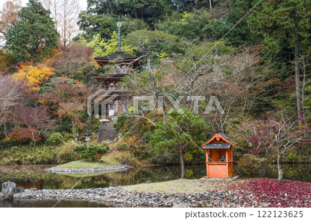 淨琉璃寺中島與三層寶塔 122123625