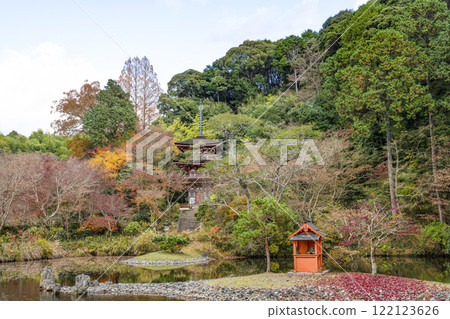 Joruriji Temple: Island and Three-story Pagoda 122123626