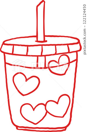 Retro Valentine Ice Coffee Outline Retro Valentine Ice Coffee Outline 122124450