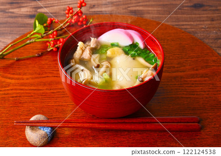 註）蒸氣是合成的。靜岡縣濱松市的大像在家，年菜，雜煮，雜煮，年糕，雜煮，當地美食 122124538