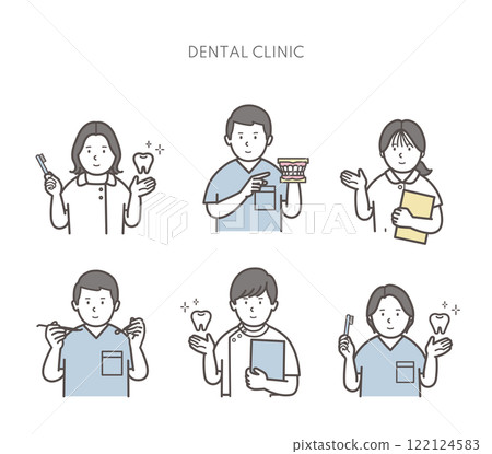 牙醫、牙齒保健員、牙醫工作人員的插圖 122124583