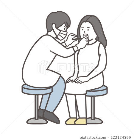 Illustration of a woman undergoing a dental checkup 122124599