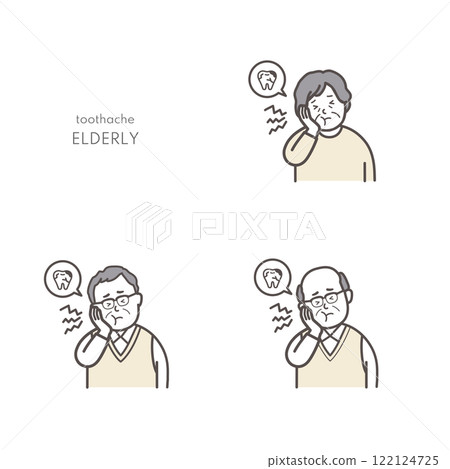 牙痛老年男女的插圖集 122124725