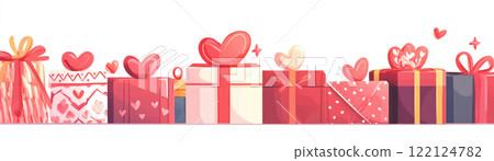 Colorful gifts with hearts for Valentine Day celebration 122124782