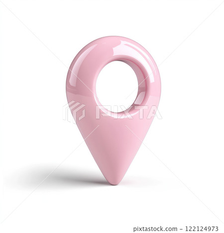 whimsical location pin in soft pink, perfect for adding playful touch to maps or designs 122124973