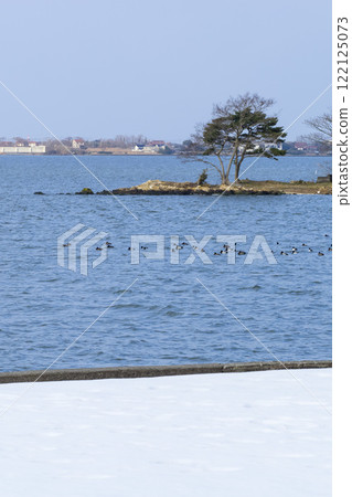 Winter scenery of Aoshima Lake, Tottori Prefecture Winter scenery of Aoshima Lake, Tottori Prefecture 122125073