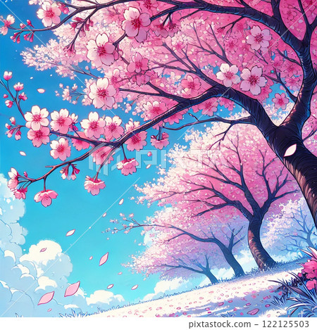 Row of cherry trees 122125503