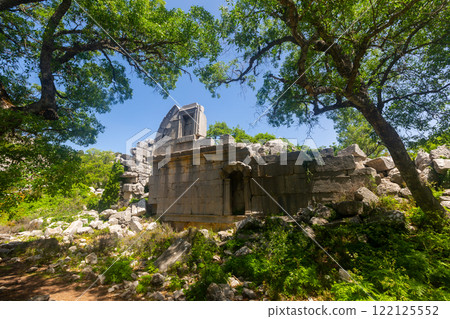 Ruins of an ancient gymnasium in the city of Termessos 122125552