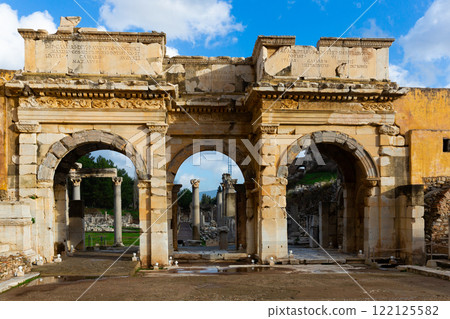 Remained Gate of Emperor Augustus in Ephesus, Izmir, Turkey 122125582