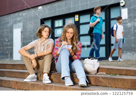 College students prepare together during recess College students prepare together during recess 122125759