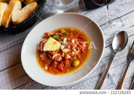 Popular dish Mojete with Manchego cheese 122126285