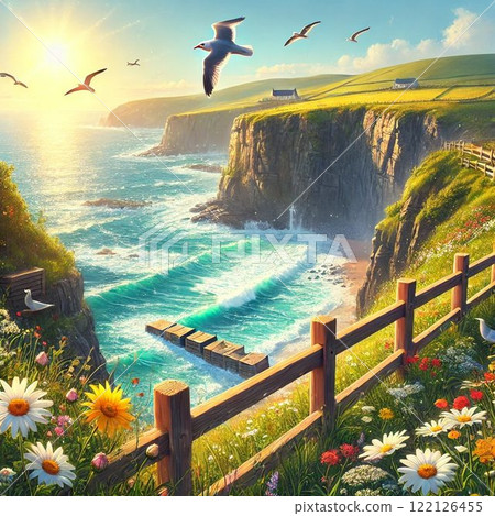 美麗的沿海懸崖插圖 122126455