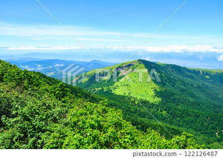 Climbing Mt. Azuma and Mt. Nekodake in summer (view of Mt. Nekodake and the Northern Alps from the summit of Mt. Azuma) Climbing Mt. Azuma and Mt. Nekodake in summer (view of Mt. Nekodake and the Northern Alps from the summit of Mt. Azuma) 122126487