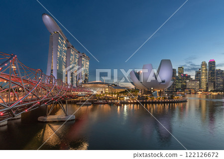Vibrant Evening at Marina Bay in Singapore 122126672