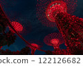 Futuristic Gardens with Glowing Red Structures at Night of Garden by the bay 122126682